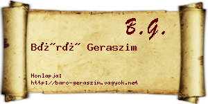 Báró Geraszim névjegykártya