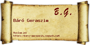 Báró Geraszim névjegykártya